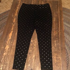 Chico's Black & Gold Foil Polka Dot Ankle Leggings Sz. 1
